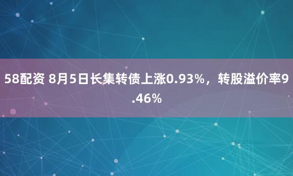 58配资 8月5日长集转债上涨0.93%，转股溢价率9.46%